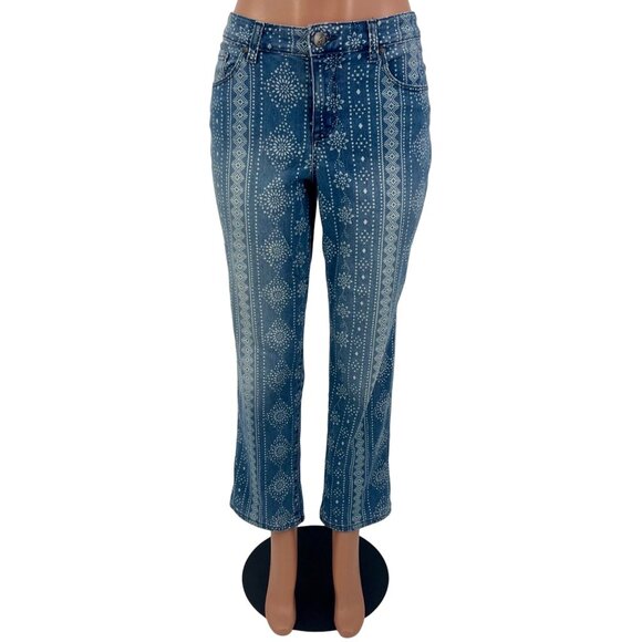 Style & Co Curvy Mid Rise Printed Boyfriend Jeans w/Optional Cuffed Hem - Picture 2 of 16